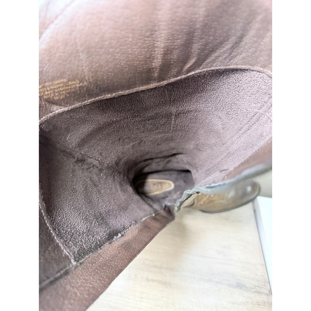 Born Brown Leather Tall Riding Boots Floral Cutout Western D13406‎ Womens 7/38 - Picture 9 of 12